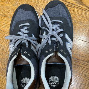 Men's New Balance 574 Size 13 Navy and Brown Sneakers